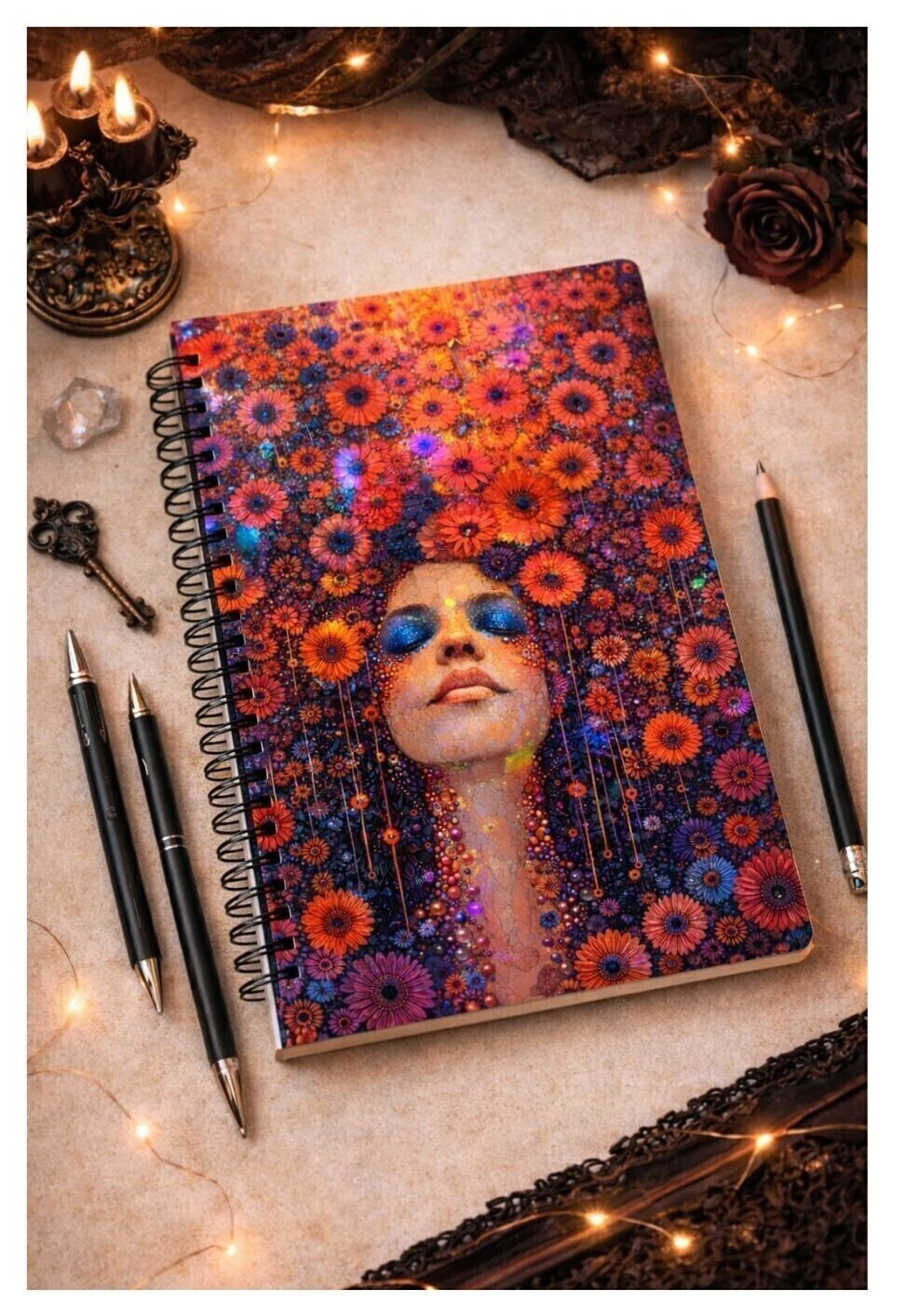 Coleção Alma em Flores - Caderno 120 Folhas Modelo 1 - Produto sob encomenda 5 dias para produção