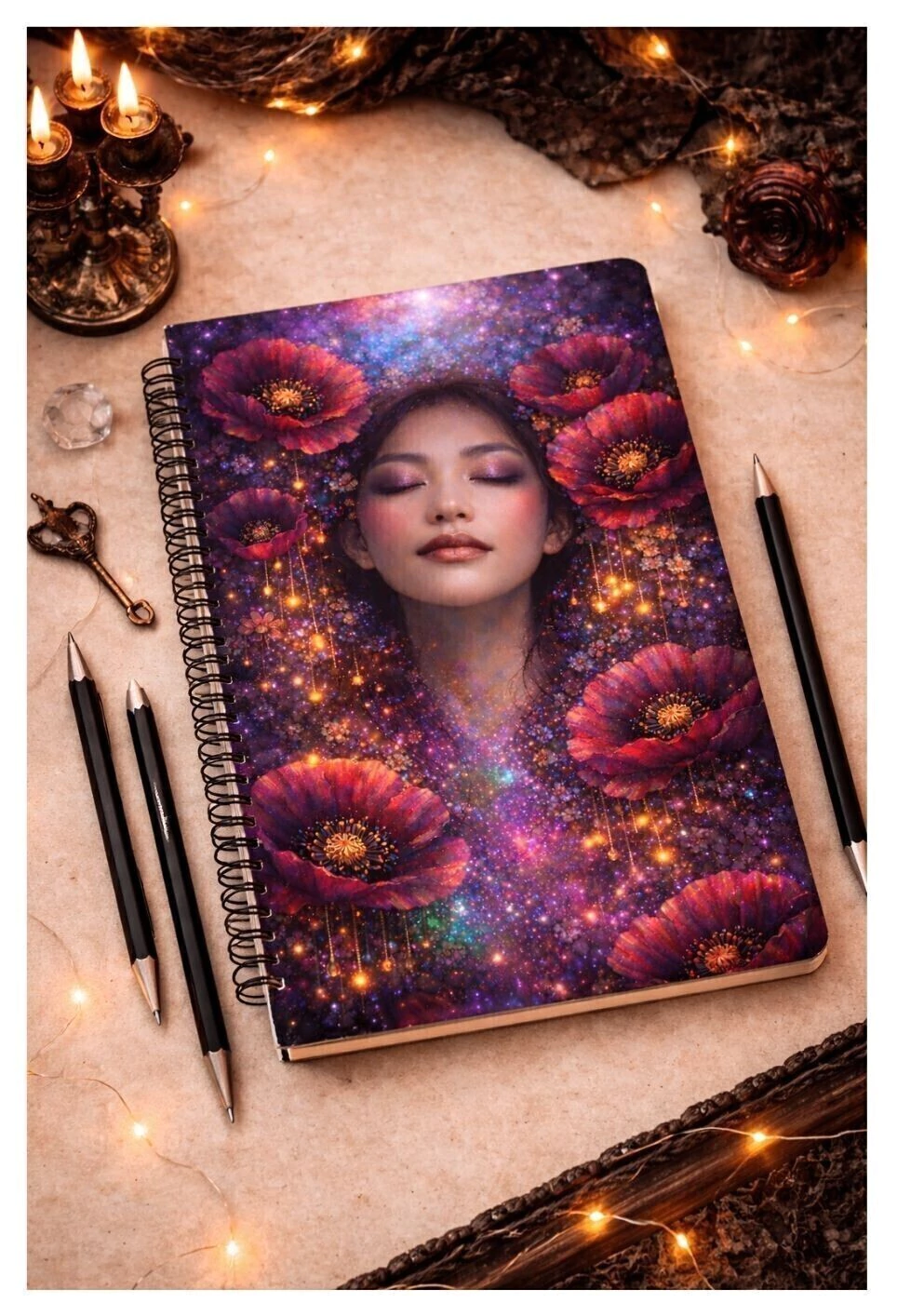 Colecao Alma em Flores Caderno 120 Folhas Modelo 3 - Produto sob encomenda 5 dias para produção