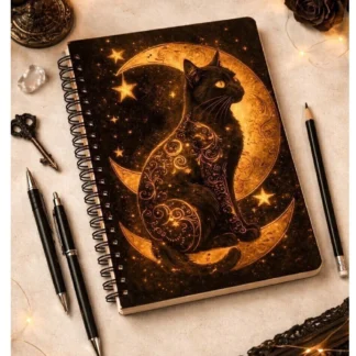 Caderno Gato da Lua 120 Folhas | Coleção Noite Gótica - Produto sob encomenda 5 dias para produção