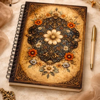 Caderno Floral Vintage - Coleção Flora Noturna - Modelo 3 - Produto sob encomenda 5 dias para produção