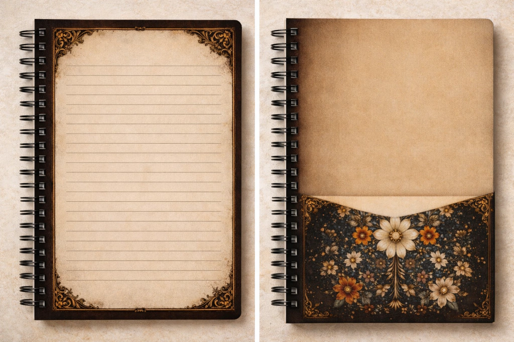 Caderno Floral Vintage - Coleção Flora Noturna - Modelo 3 - Produto sob encomenda 5 dias para produção - Imagem 2